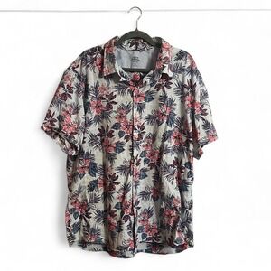 Izod Saltwater Hawaiian Floral Print Button-Up Shirt - Men's Size XXL